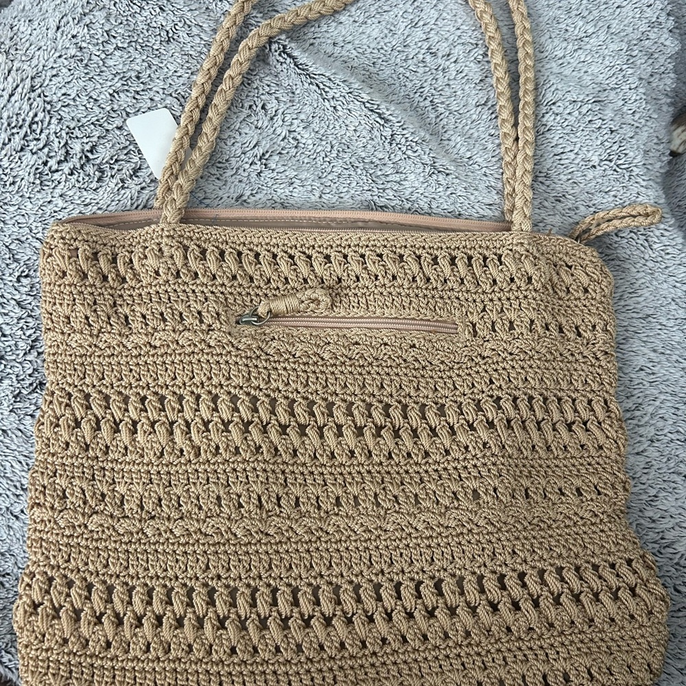 The Sak Beige Crochet Tote Bag
